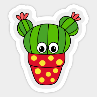 Cute Cactus Design #344: Nice Cactus In Polka Dot Pot Sticker